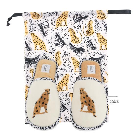 Cheetah Foldable Travel Slippers